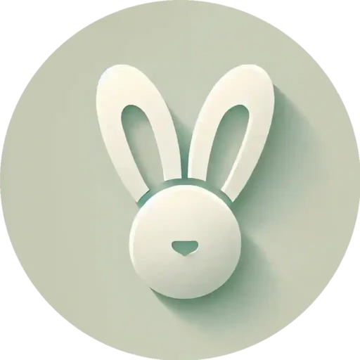 "Icon with rabbit ears in a circular design for RabbitBreed.com"
